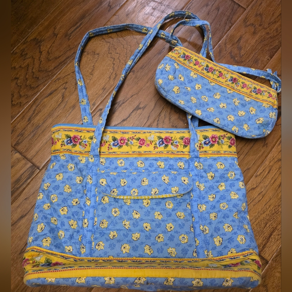 Floral Blue and Yellow Women's Bag Set